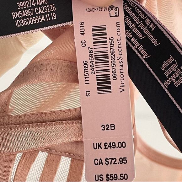 Victoria’s Secret Very Sexy Unlined Mesh Full Coverage Plunge Bra Size 32B NWT - Picture 5 of 8